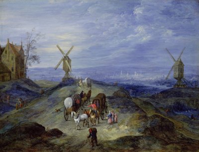 Landscape with Two Windmills, 1612 by Jan the Elder Brueghel